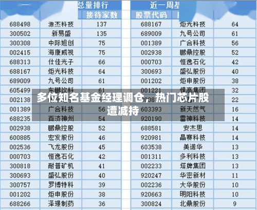 多位知名基金经理调仓，热门芯片股遭减持-第2张图片