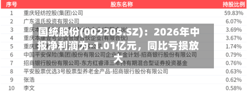 国统股份(002205.SZ)：2026年中报净利润为-1.01亿元，同比亏损放大-第2张图片