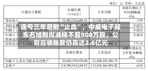 连亏三年后刚“止血”	，中威电子股东石旭刚拟减持不超908万股，公司应收账款仍高达2.6亿元-第2张图片