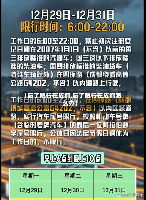 【忘了限行在成都,忘了限行在成都怎么办】-第2张图片