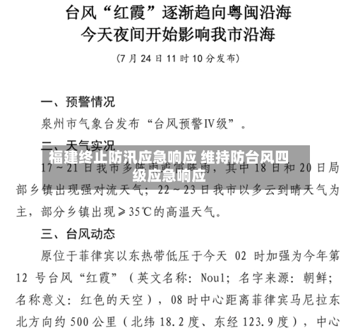 福建终止防汛应急响应 维持防台风四级应急响应-第2张图片
