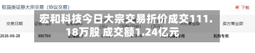 宏和科技今日大宗交易折价成交111.18万股 成交额1.24亿元-第2张图片
