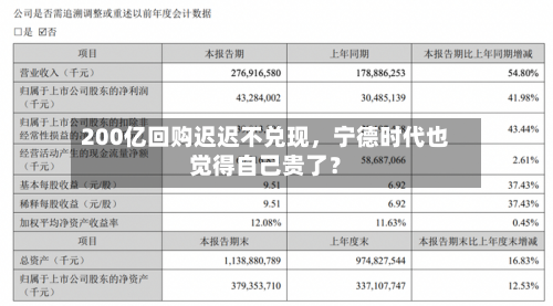 200亿回购迟迟不兑现，宁德时代也觉得自己贵了？-第2张图片