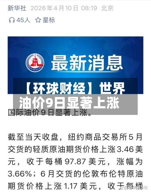 【环球财经】世界油价9日显著上涨-第2张图片