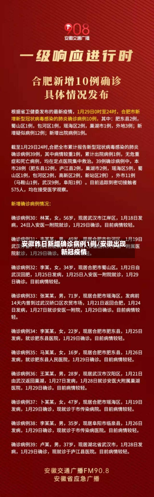 安徽昨日新增确诊病例1例/安徽出现新冠疫情-第2张图片