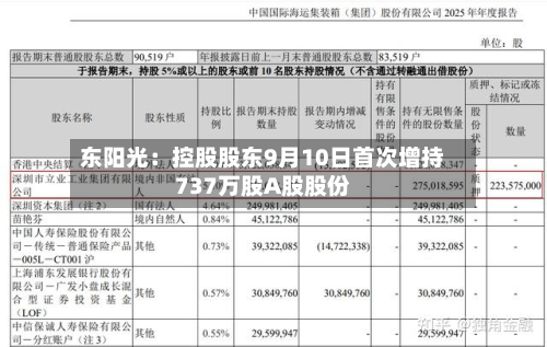 东阳光：控股股东9月10日首次增持737万股A股股份-第3张图片