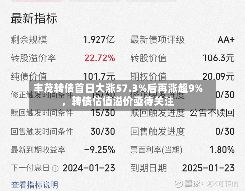 丰茂转债首日大涨57.3%后再涨超9%，转债估值溢价亟待关注-第1张图片