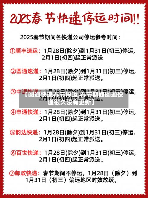 【圆通快递春节停运,春节期间圆通快递很久没有更新】-第2张图片