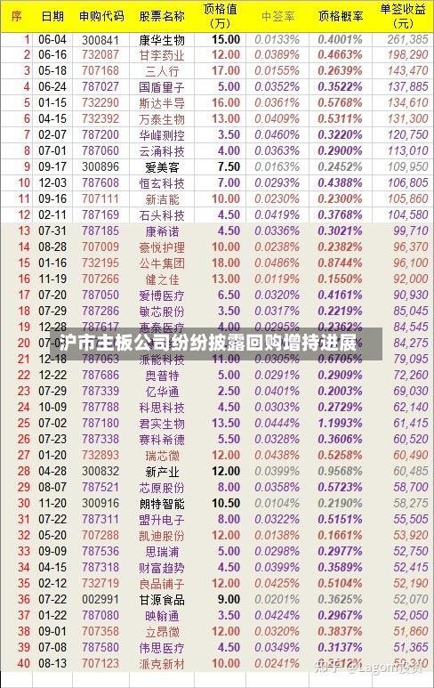 沪市主板公司纷纷披露回购增持进展