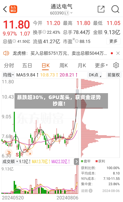 暴跌超30%，GPU龙头，获资金逆势抄底！